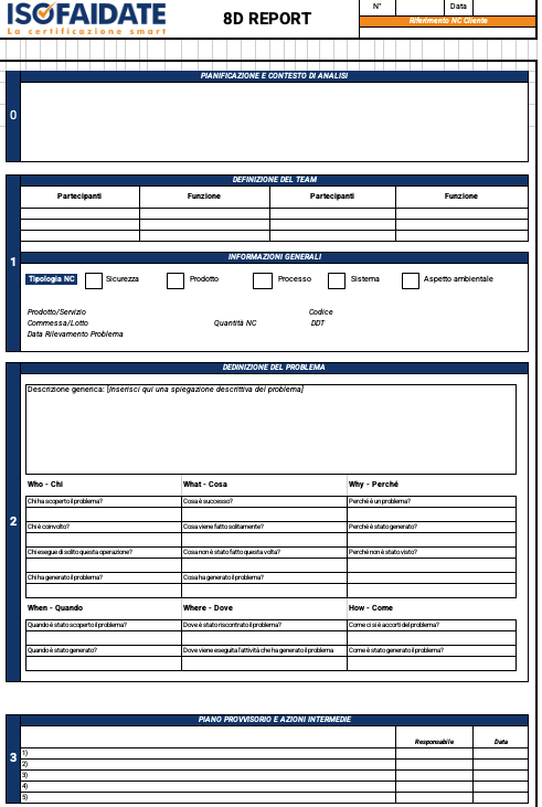 8D Report per non conformità